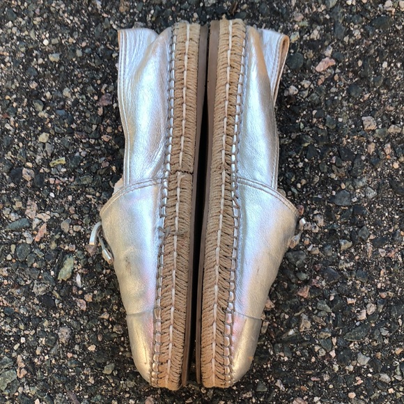 Prada Silver Leather Bow Detail Espadrilles Flats Size 40 EU - Picture 6 of 12